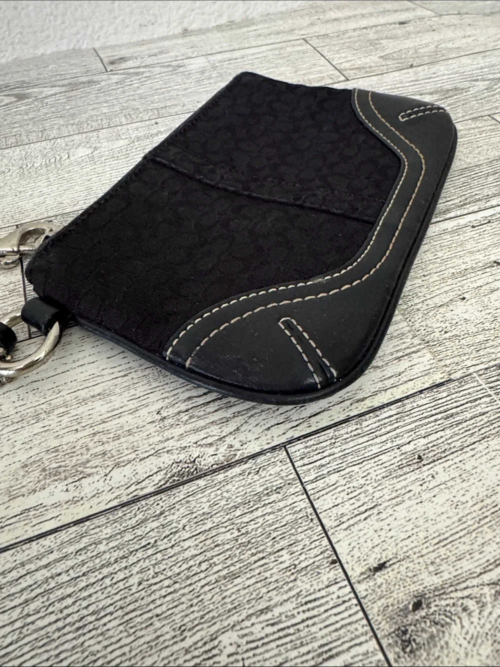Coach Black Canvas &Leather Wristlet